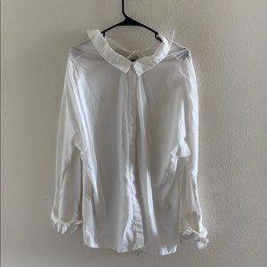 Zara Poplin Bow Button down long sleeve shirt